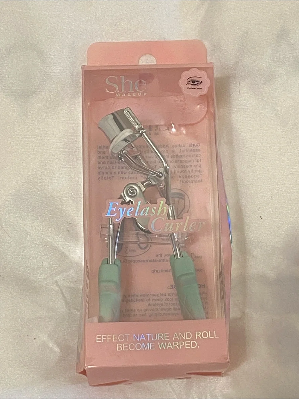S.he Makeup Eyelash Curler NIB Mint Green